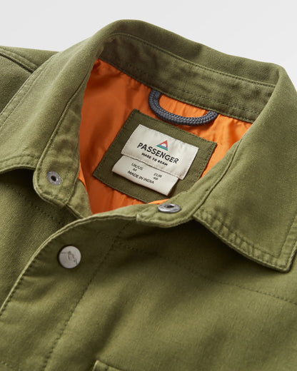 Taranaki Canvas Quilted Overshirt - Khaki - Flatlay