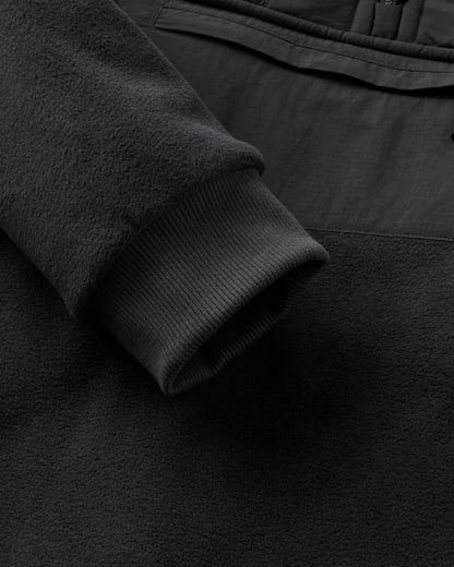 Woodland Hooded 1/2 Zip Polartec® Fleece - Black - Flatlay