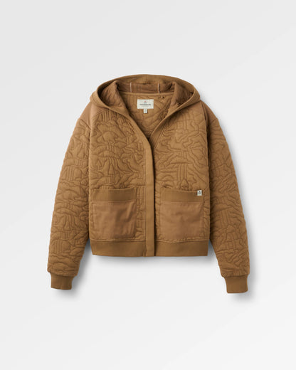 Seagrass Organic Cotton Quilted Hoodie - Caramel - Flatlay