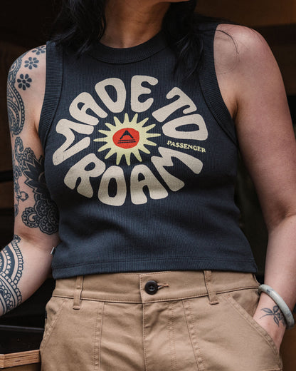 Easy Days Ribbed Graphic Cropped Vest - Black - Lifestyle