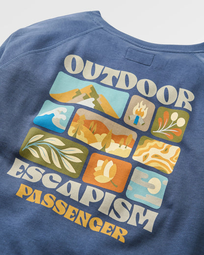 Patch Recycled Cotton Sweatshirt - Rich Navy - Flatlay