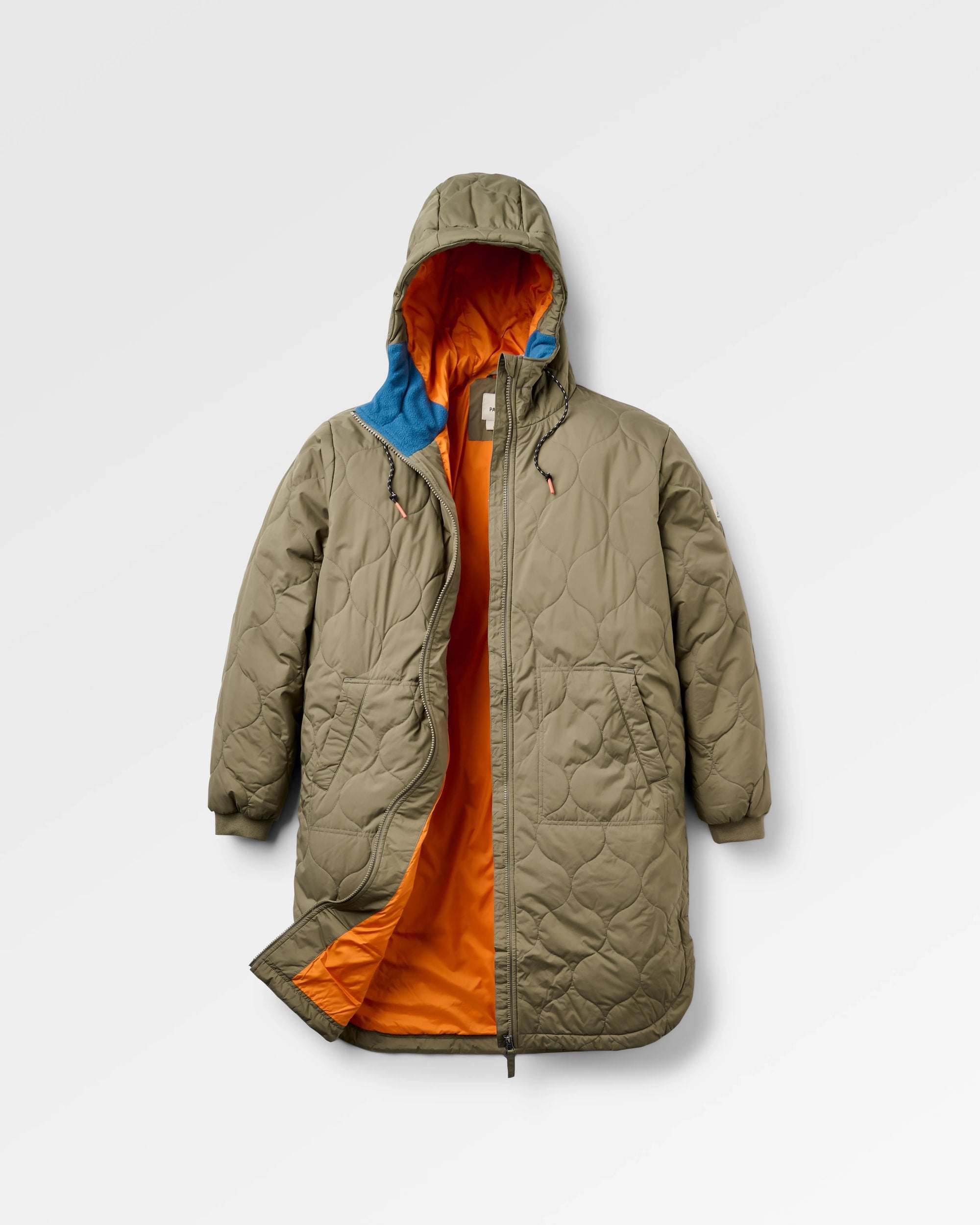 Flora Long Recycled Insulated Parka - Dusty Olive - Flatlay