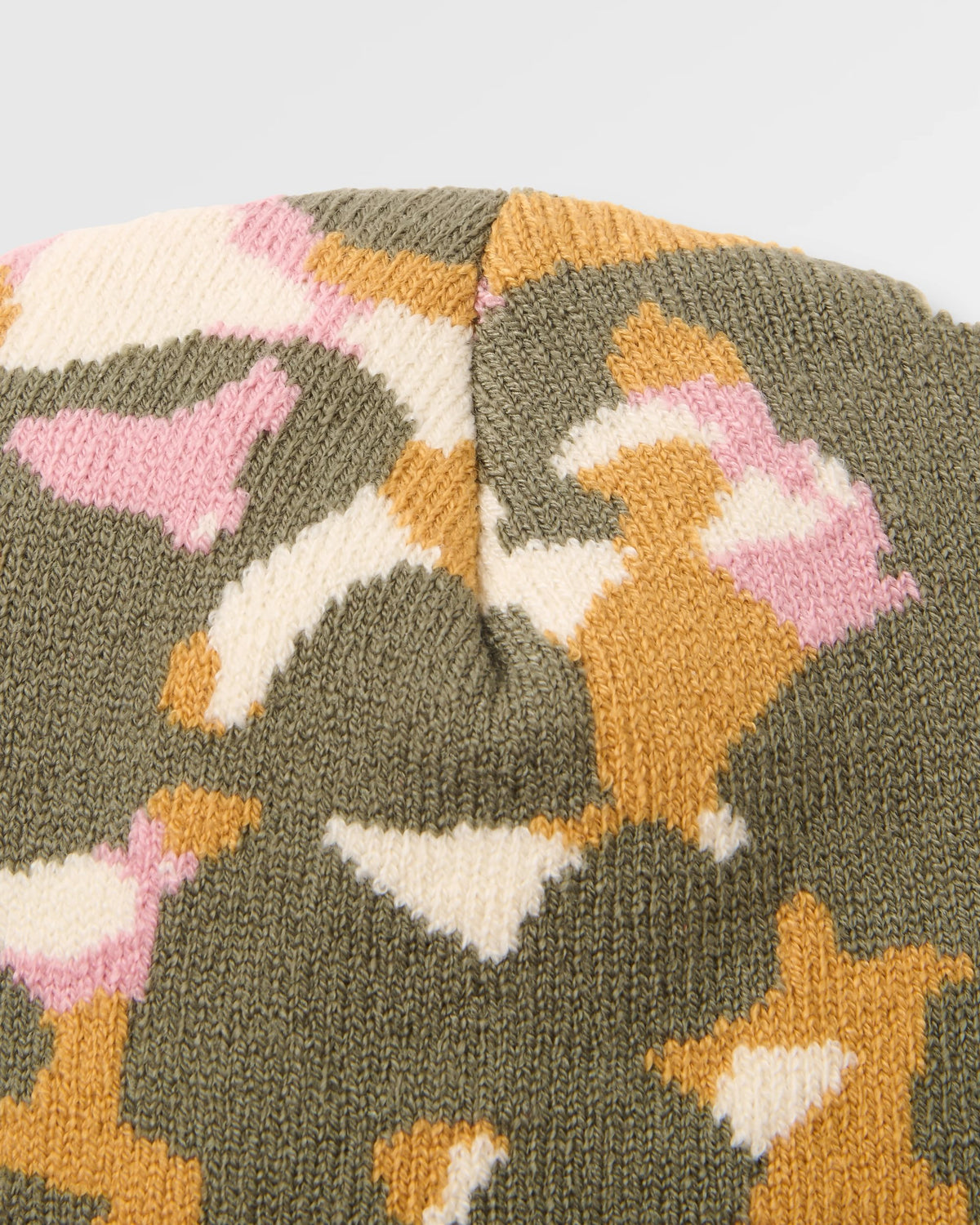 Amber Knit Beanie  - Powder Camo Dusty Olive - Flatlay