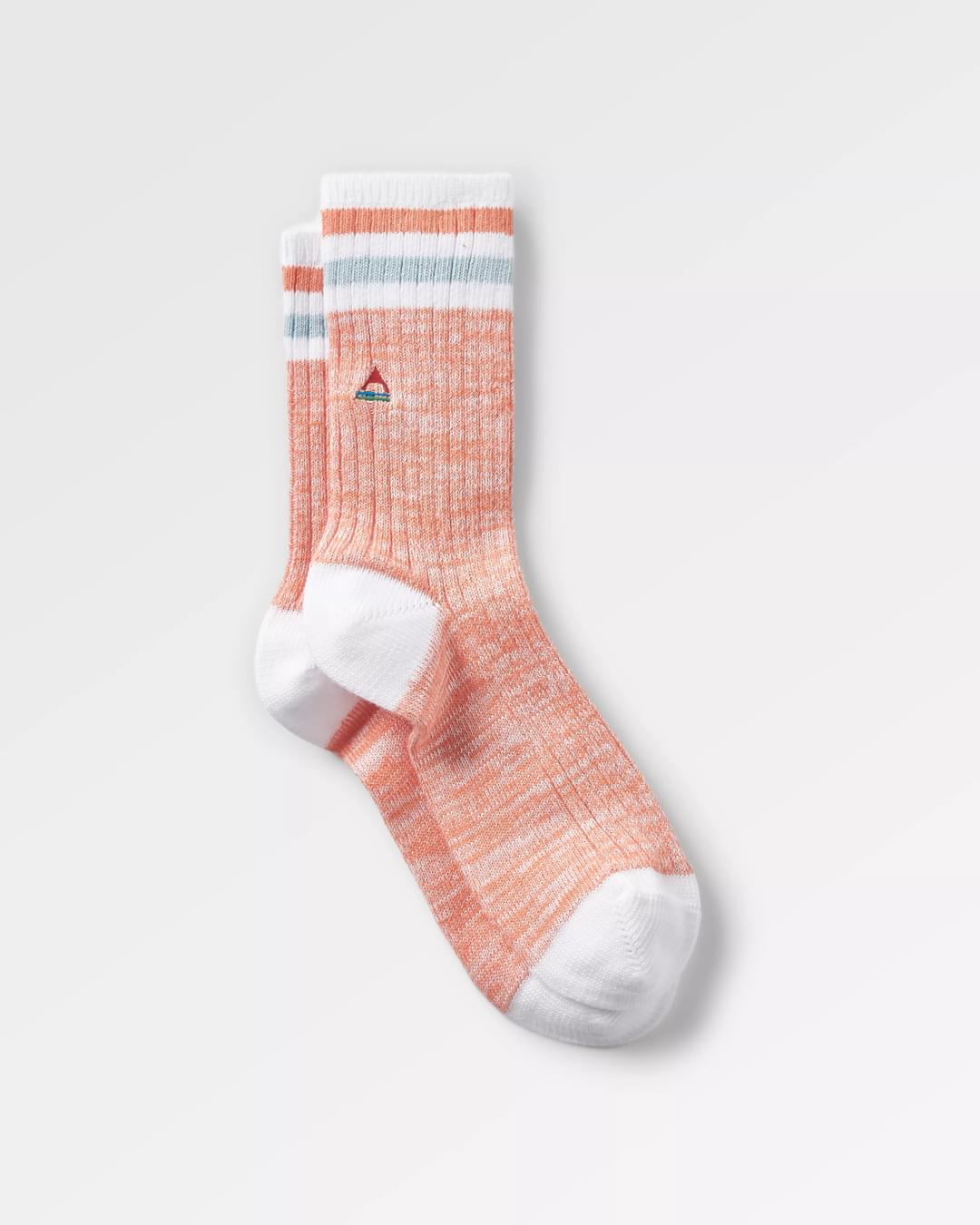 Organic Mid-weight Rib Socks - Apricot - Flatlay