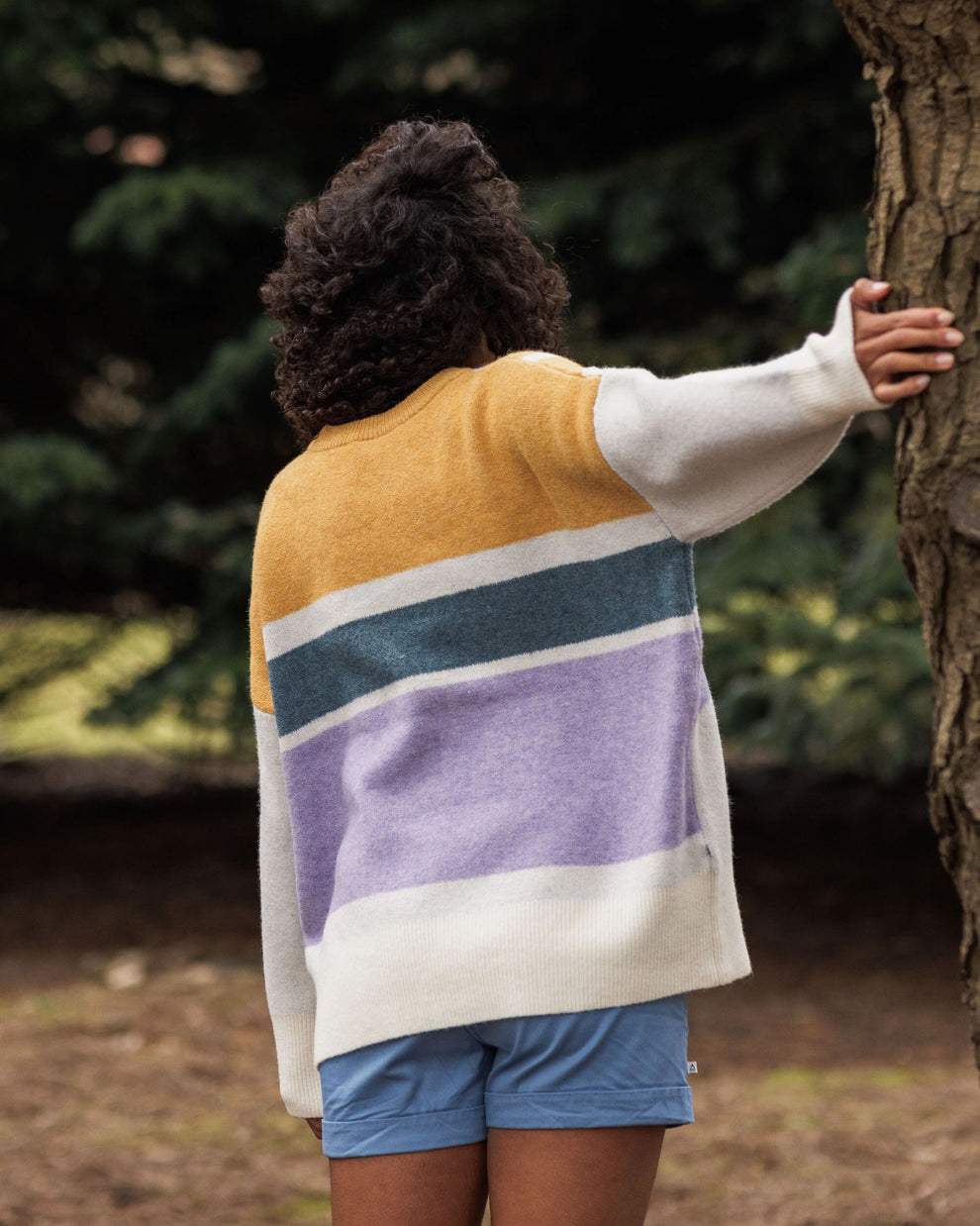 Cropped Oversized Jumper in Navy/Marshmallow - 1720713
