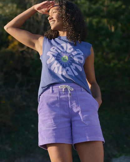 Avian Organic Cord Short - Retro Purple - Lifestyle