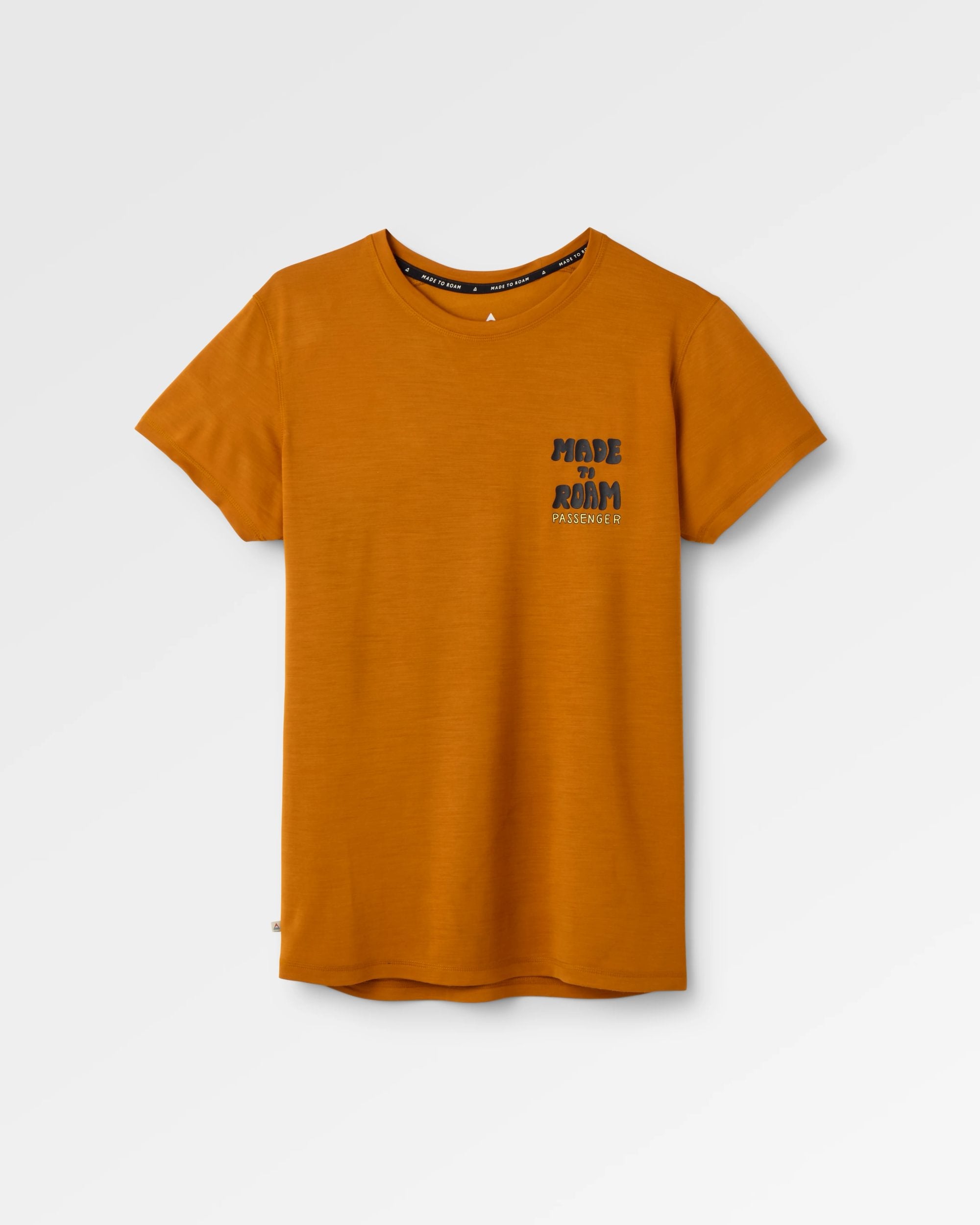 Camp Wild Lightweight Merino Blend T-Shirt - Retro Orange - Flatlay