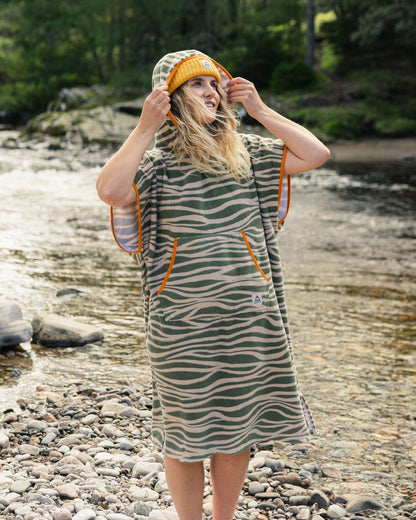 Womens_Tulum Recycled Towel Poncho - Strata Khaki