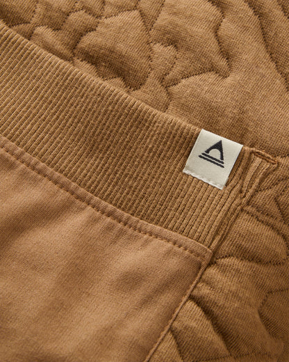 Seagrass Organic Cotton Quilted Hoodie - Caramel - Flatlay