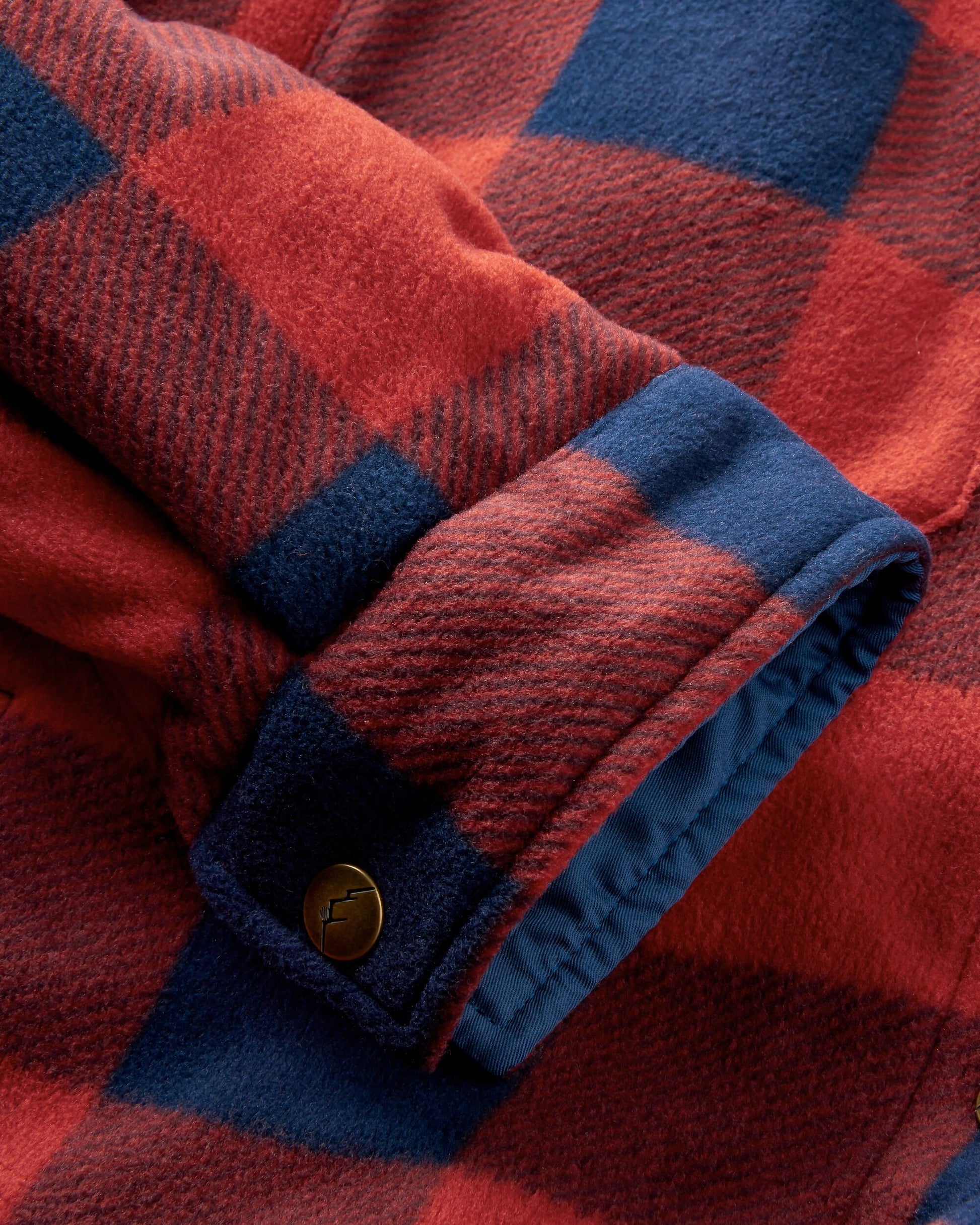 Orion Recycled Sherpa-Lined Polar Fleece Shirt - Red Ochre Buffalo