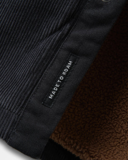 Kodiak Sherpa Lined Cord Overshirt - Faded Black - Flatlay