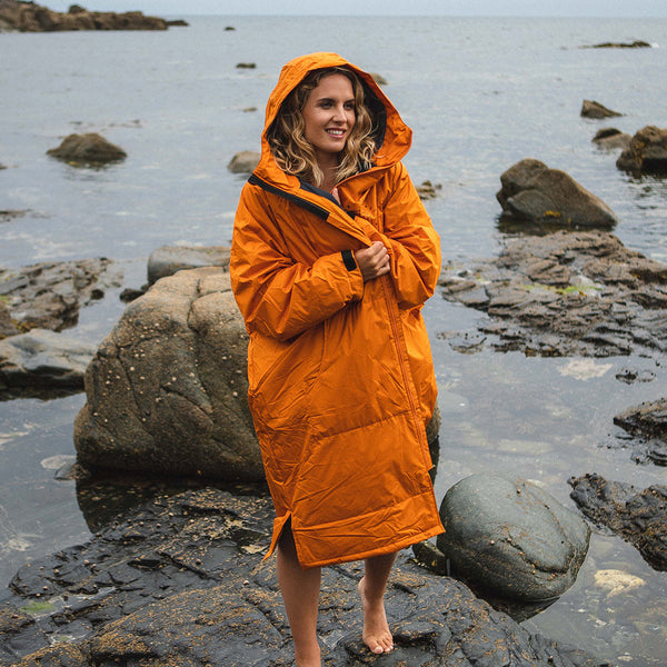 Womens_Escapism Recycled Towel Lined Changing Robe - Sunrise Orange