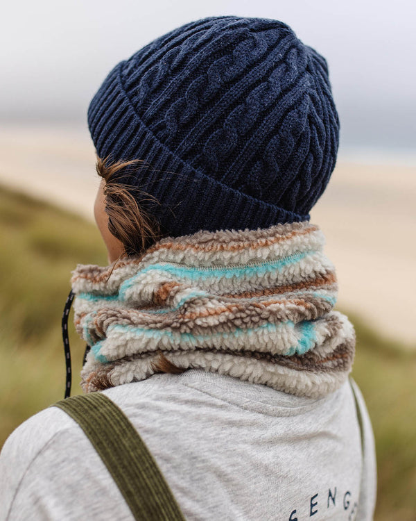 Womens_Mulled Recycled Sherpa Fleece Snood - Warm Ivory Geo Pattern