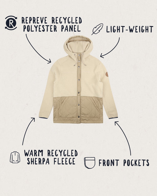 Dome Hooded Sherpa Jacket - Oatmeal