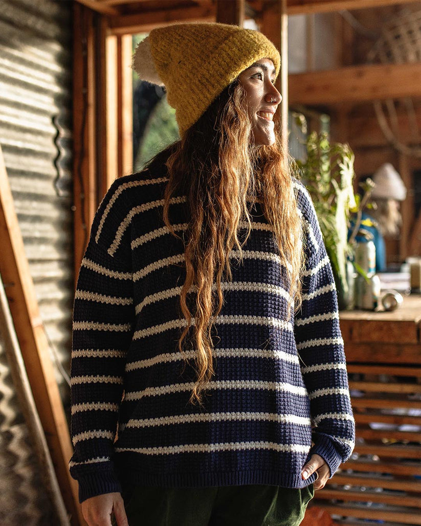 Carrie Navy Stripe Cotton Knit Jumper