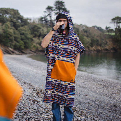 Male_Vancho Oversized Recycled Polar Fleece Poncho - Stargazer Navy