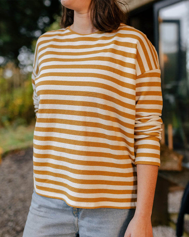 Panorama Striped Ls T-Shirt - Amber Gold