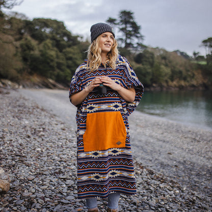 Womens_Vancho Oversized Recycled Polar Fleece Poncho - Stargazer Navy