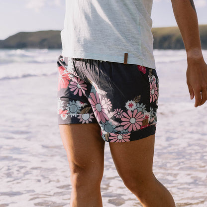 Santosa Shorts - Black Flower Burst