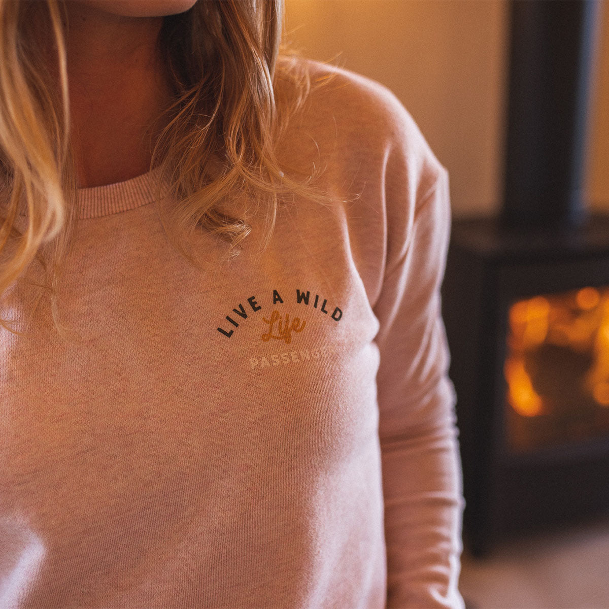 Wild Life Recycled Sweatshirt - Peachy Pink Marl