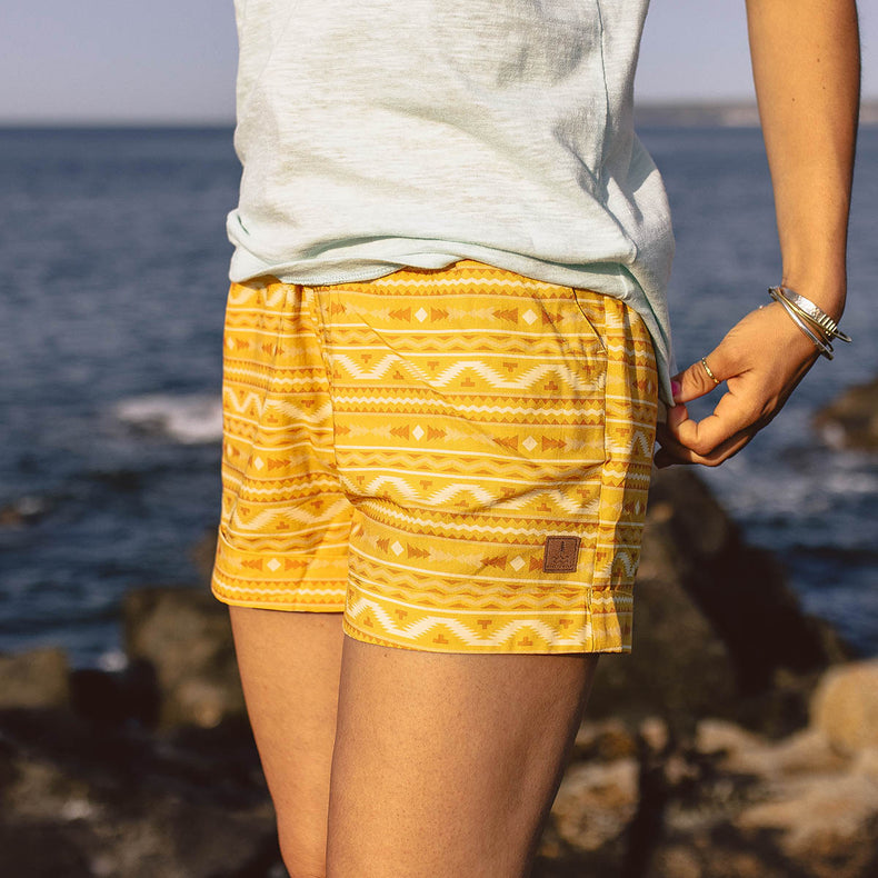 Santosa Organic Cotton Shorts - Ochre Yellow Sol