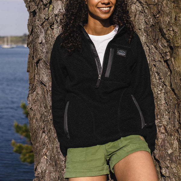 Home 1/4 Zip Recycled Sherpa Fleece - Black