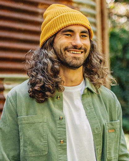 Male_Compass Recycled Acrylic Beanie - Mustard Yellow