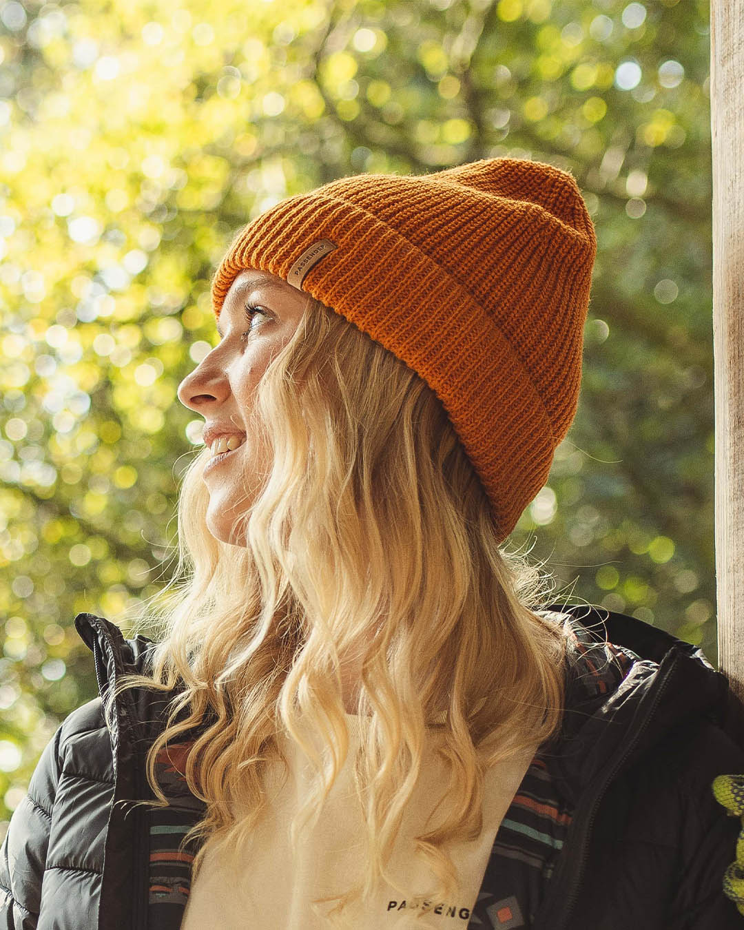 Womens_Compass Recycled Acrylic Beanie - Sunrise Orange