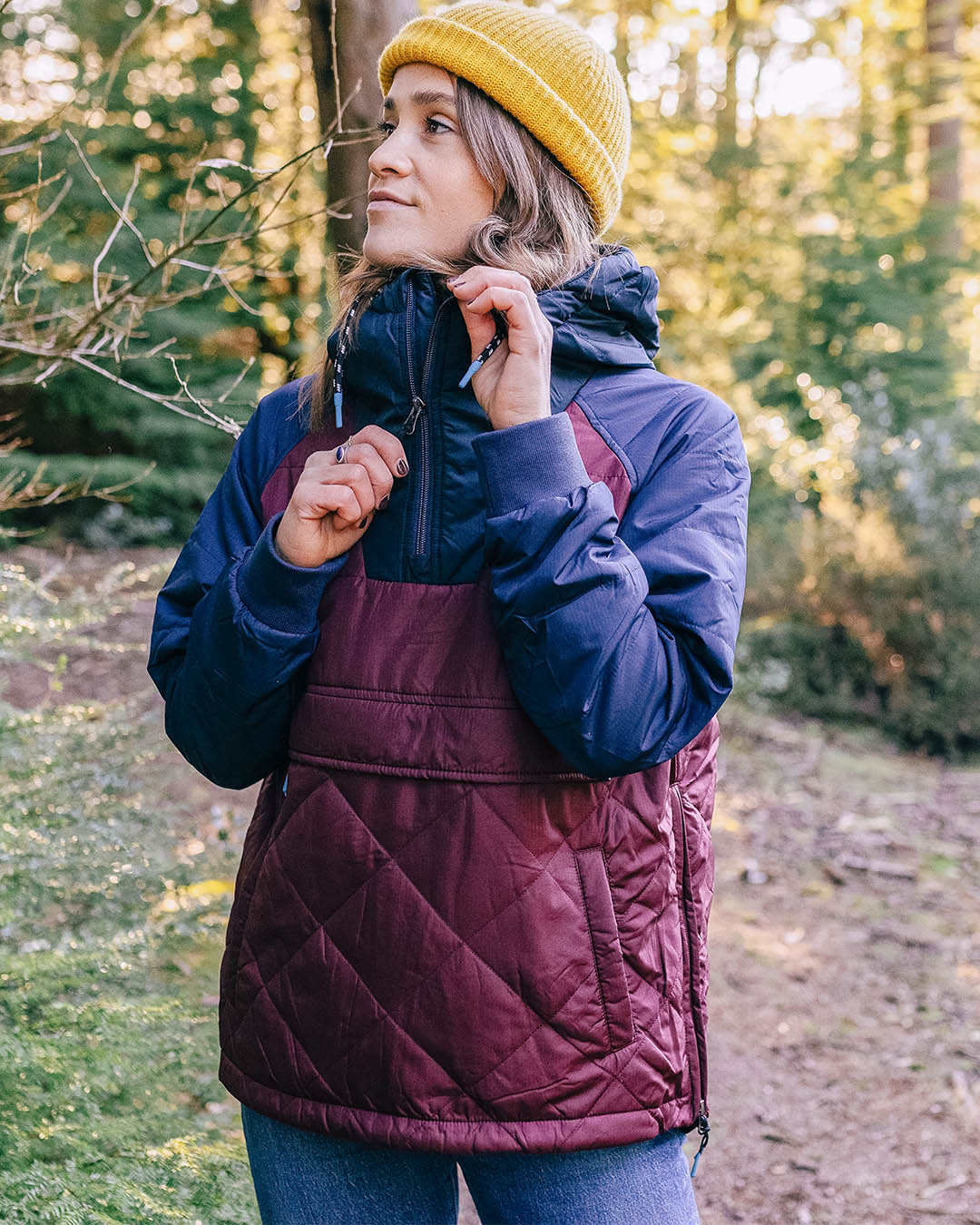 Ocean Recycled Insulated 1/2 Zip Jacket - Wine