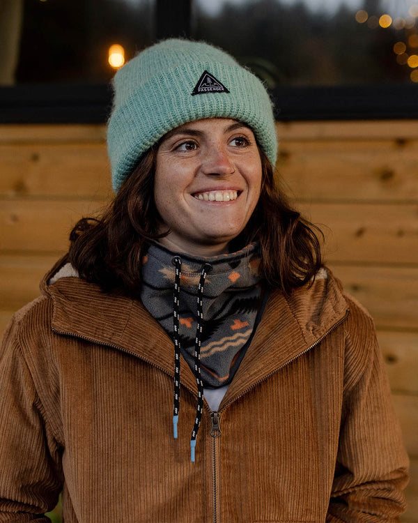 Womens_Tor Recycled Polar Fleece Snood - Charcoal Geo Folk