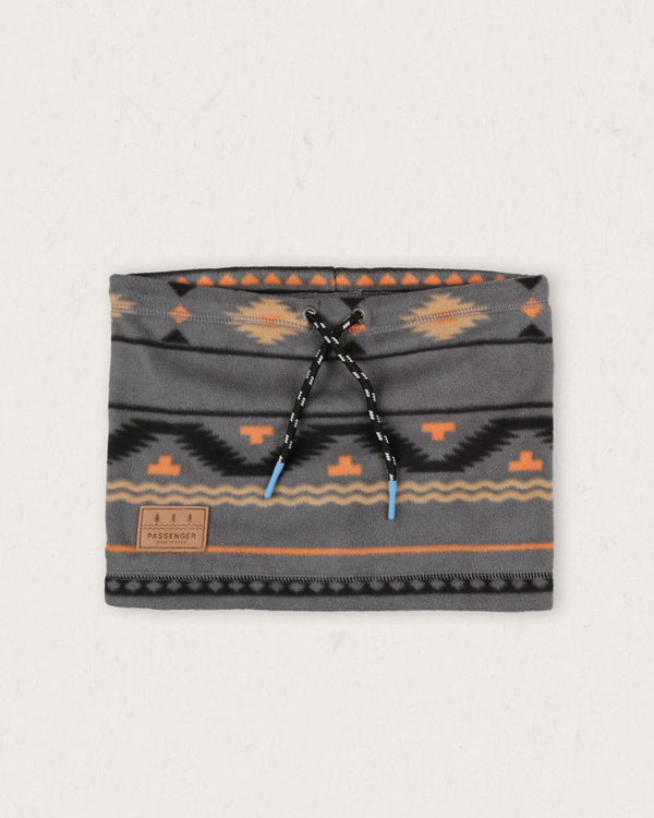 Tor Recycled Polar Fleece Snood - Charcoal Geo Folk