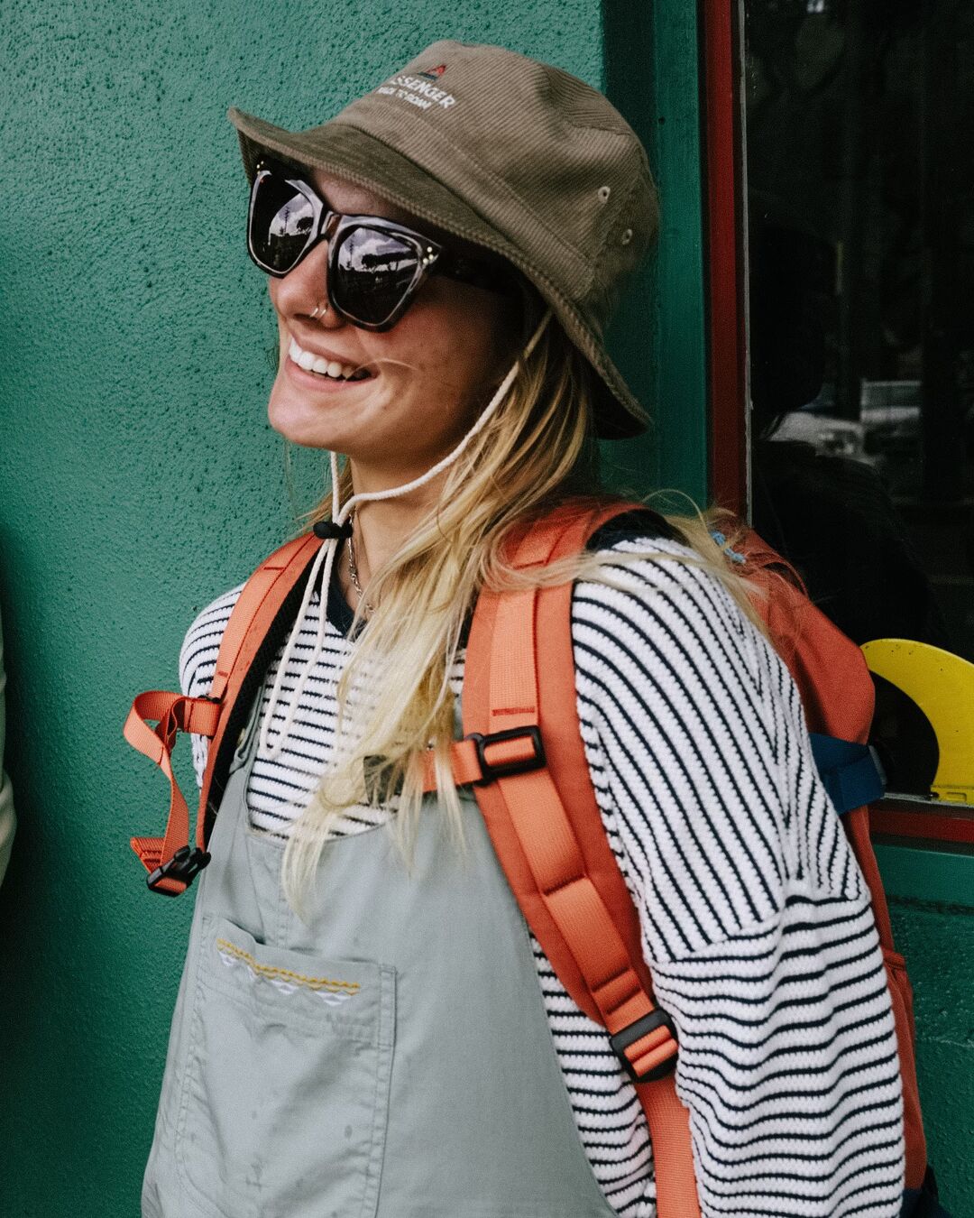 Muir Organic Knitted Jumper - Off White Stripe - Lifestyle