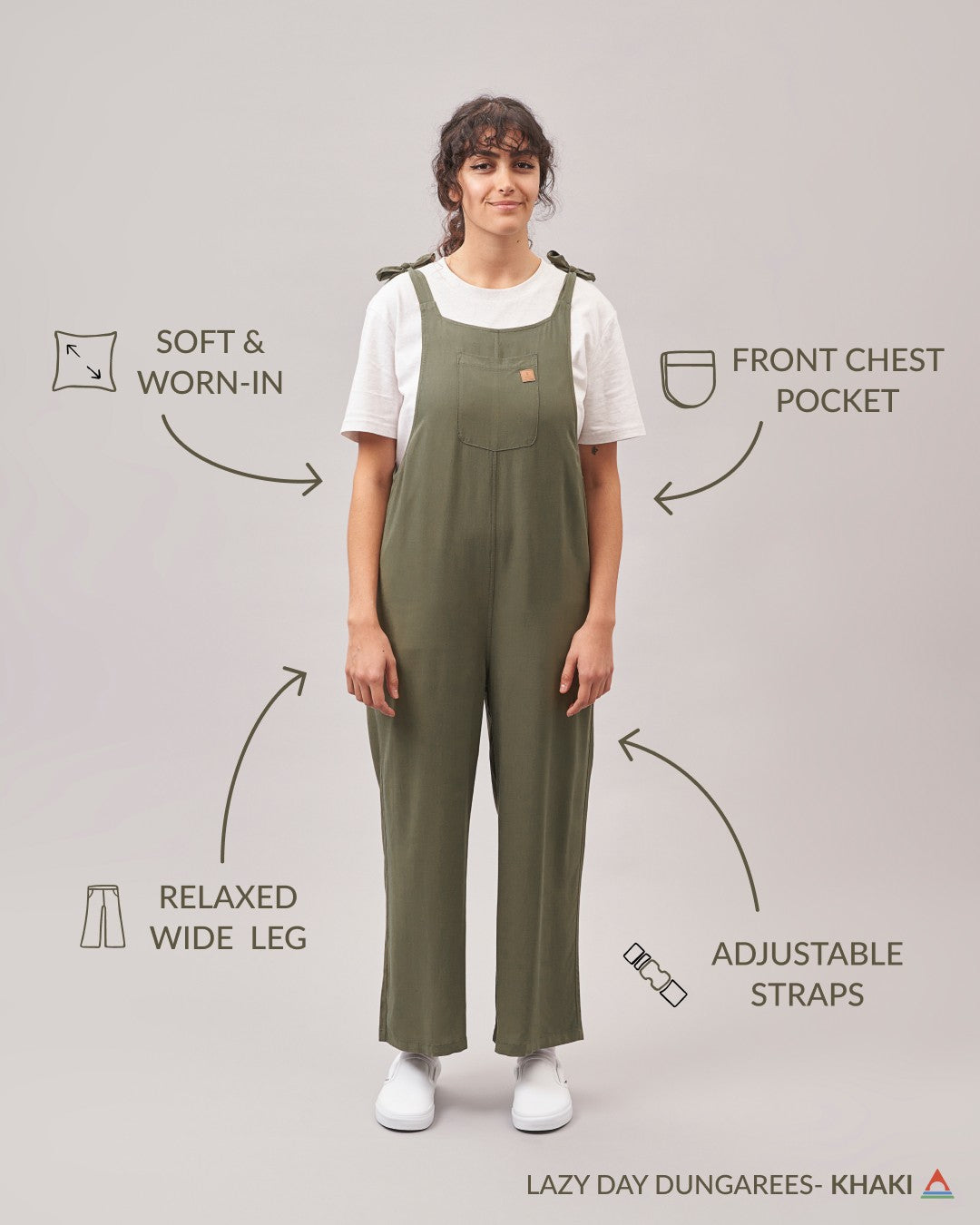 Lazy Day Dungarees - Khaki