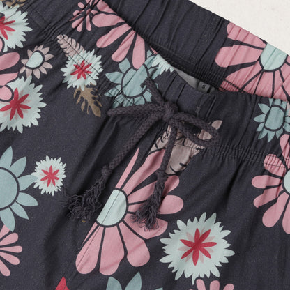 Santosa Shorts - Black Flower Burst