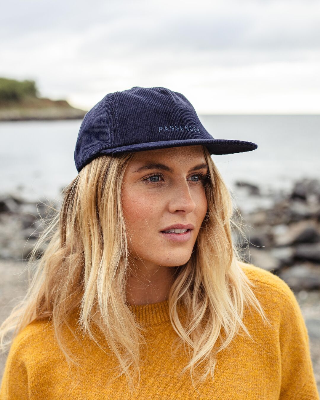 Womens_Byron Recycled Cord 5 Panel Cap - Rich Navy