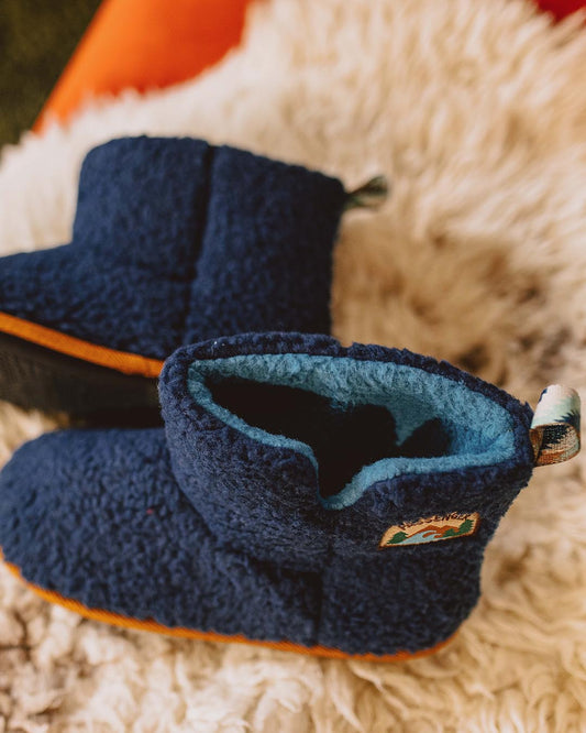 Hideaway Recycled Sherpa Fleece Slipper - Navy