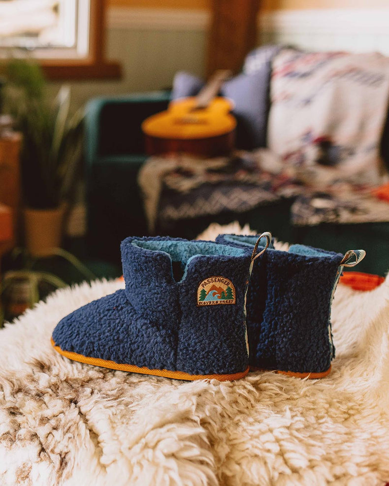 Hideaway Recycled Sherpa Fleece Slipper - Navy