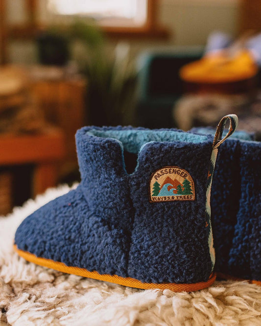 Hideaway Recycled Sherpa Fleece Slipper - Navy