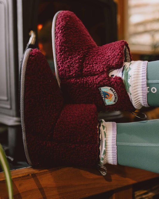 Hideaway Recycled Sherpa Fleece Slipper - Wine