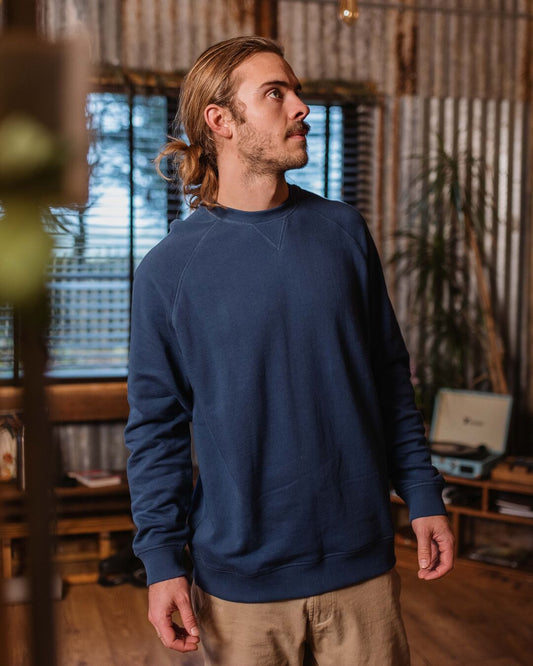 Heritage Recycled Cotton Sweatshirt - Dark Denim