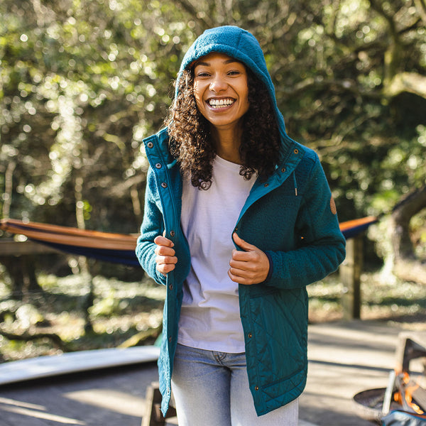 Dome Hooded Sherpa Jacket - Blue Coral