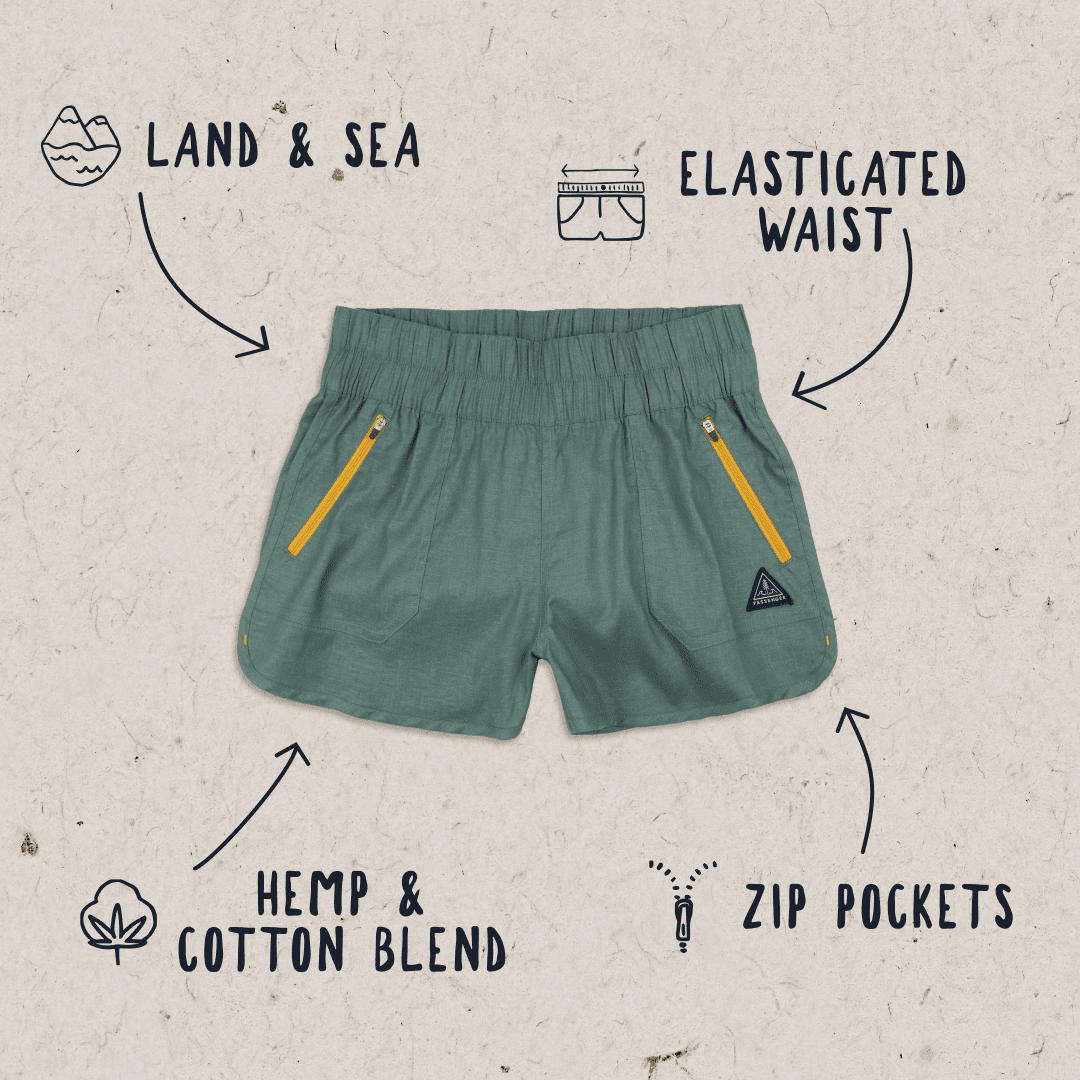 Out There Hemp All Purpose Shorts - Leaf Green